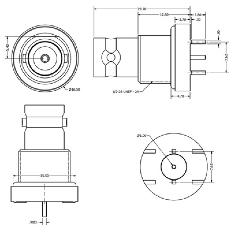 6GHz Top Entry BNC Coaxial RF Connector from Cambridge Electronics